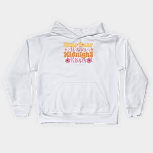 New Year Wishes Midnight Kisses Groovy Kids Hoodie